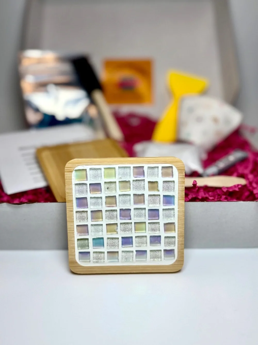 DIY Mosaic Tile Coaster Making Kit - White